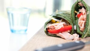 Delicious spinach wrap with salmon