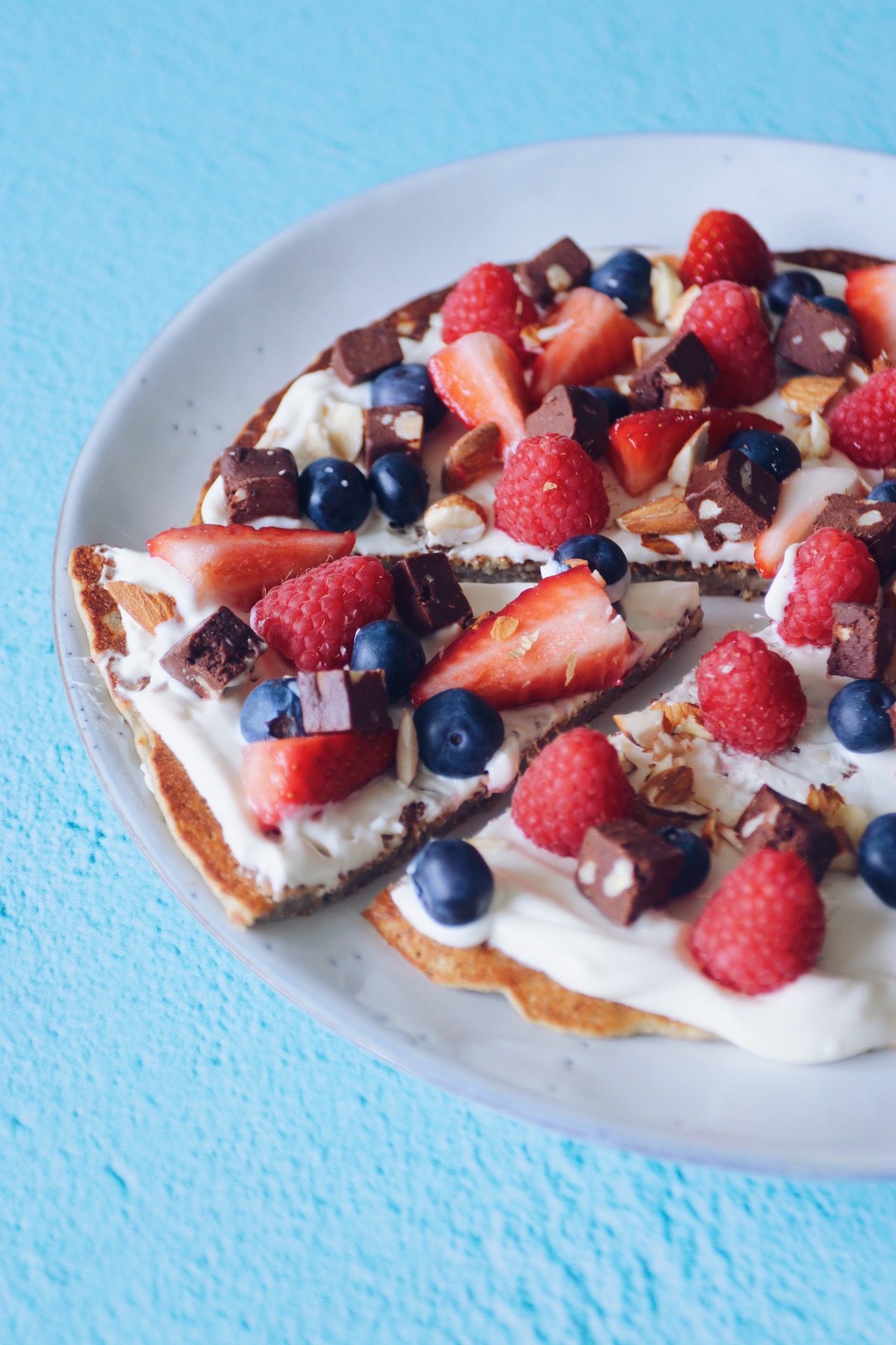 Sweet protein dessert pizza