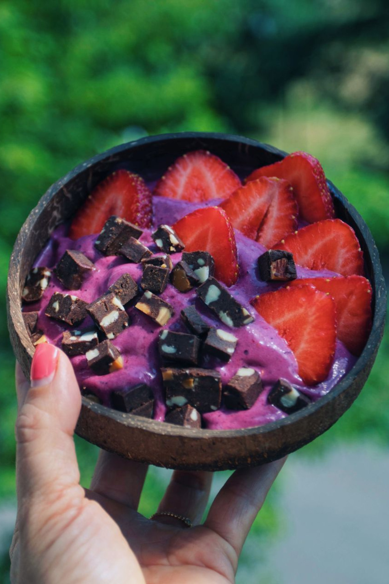ice cream with berries and banana